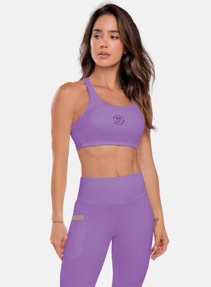 Top deportivo color morado para mujer, marca BABALÚ, referencia 111073, vista frontal. Compra al por mayor en babalu.com.co en COP.