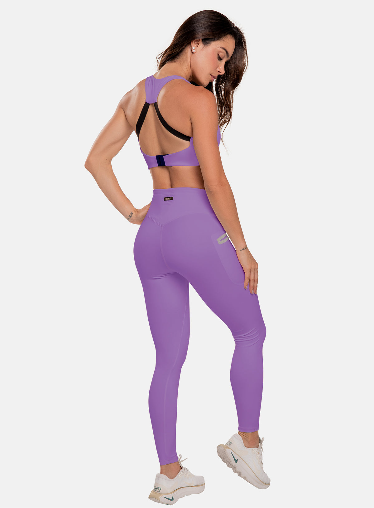 Top deportivo color morado para mujer, marca BABALÚ, referencia 111073, vista trasera. Compra al por mayor en babalu.com.co en COP.