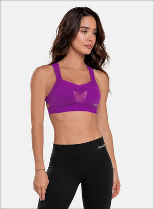 Top deportivo color morado para mujer, marca BABALÚ, referencia 92343, vista frontal. Compra al por mayor en babalu.com.co en COP.