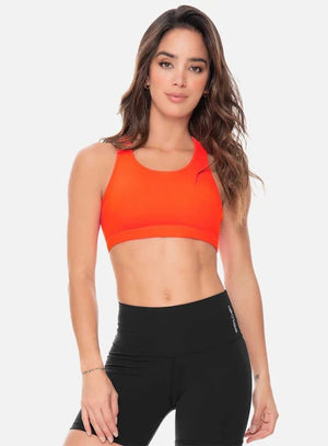 Top deportivo color naranja para mujer, marca BABALÚ, referencia 30053, vista frontal. Compra al por mayor en babalu.com.co en COP.