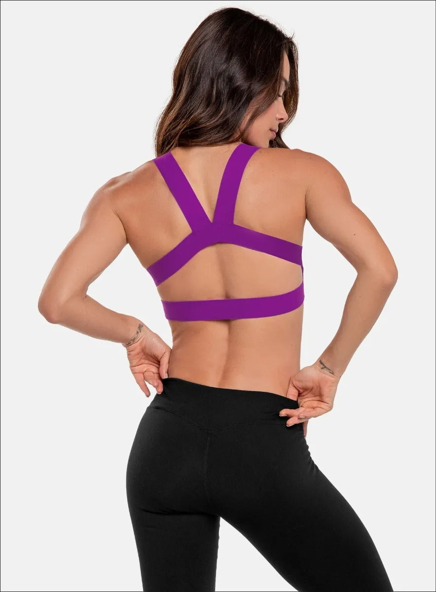 Top deportivo color naranja para mujer, marca BABALÚ, referencia 92343, vista trasera. Compra al por mayor en babalu.com.co en COP.