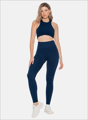 Top deportivo color navy para mujer, marca BABALÚ, referencia 110703, vista frontal. Compra al por mayor en babalu.com.co en COP.