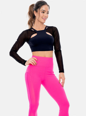 Top deportivo color negro para mujer, marca BABALÚ, referencia 106283, vista frontal. Compra al por mayor en babalu.com.co en COP.