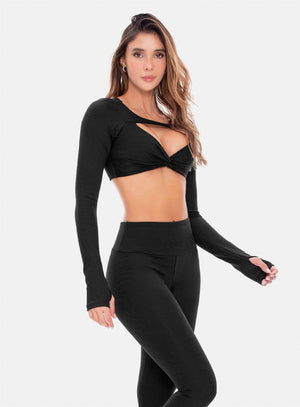 Top deportivo color negro para mujer, marca BABALÚ, referencia 107533, vista frontal. Compra al por mayor en babalu.com.co en COP.