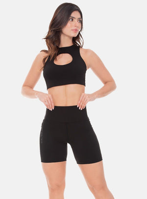 Top deportivo color negro para mujer, marca BABALÚ, referencia 108813, vista frontal. Compra al por mayor en babalu.com.co en COP.