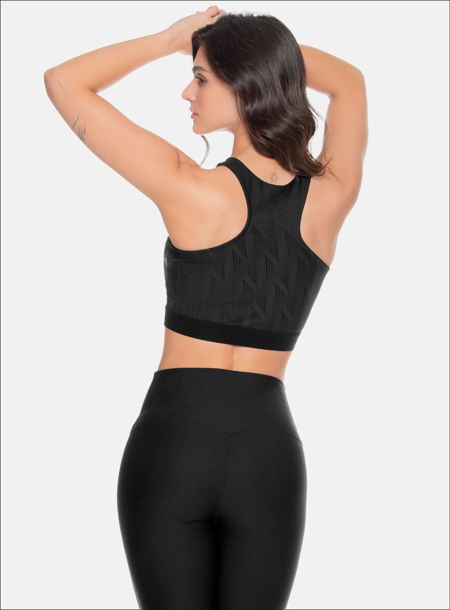 Top deportivo color negro para mujer, marca BABALÚ, referencia 109163, vista trasera. Compra al por mayor en babalu.com.co en COP.