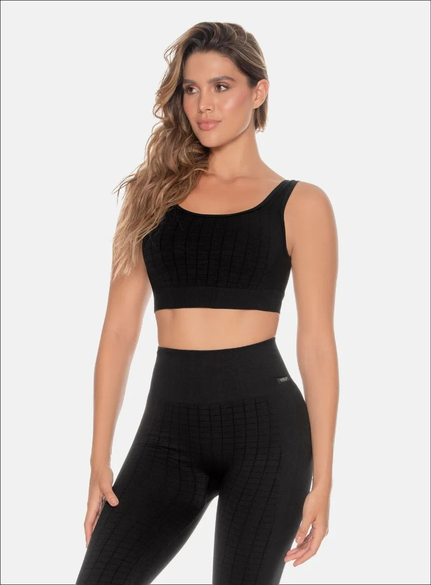 Top deportivo color negro para mujer, marca BABALÚ, referencia 109863, vista frontal. Compra al por mayor en babalu.com.co en COP.
