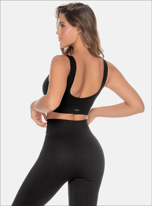 Top deportivo color negro para mujer, marca BABALÚ, referencia 109863, vista trasera. Compra al por mayor en babalu.com.co en COP.