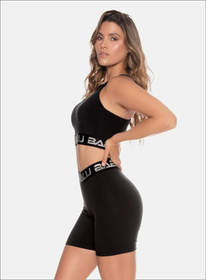 Top deportivo color negro para mujer, marca BABALÚ, referencia 110243, vista lateral. Compra al por mayor en babalu.com.co en COP.