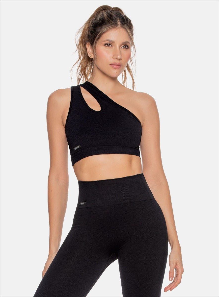 Top deportivo color negro para mujer, marca BABALÚ, referencia 110683, vista frontal. Compra al por mayor en babalu.com.co en COP.