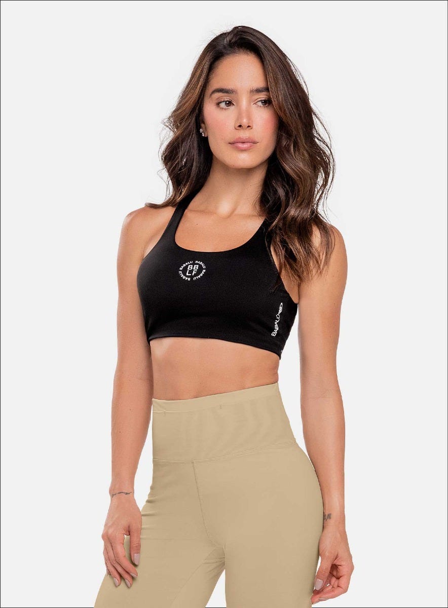 Top deportivo color negro para mujer, marca BABALÚ, referencia 111073, vista frontal. Compra al por mayor en babalu.com.co en COP.