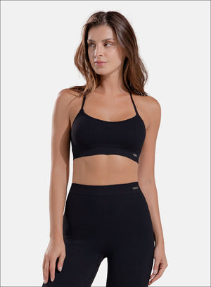 Top deportivo color negro para mujer, marca BABALÚ, referencia 112883, vista frontal. Compra al por mayor en babalu.com.co en COP.