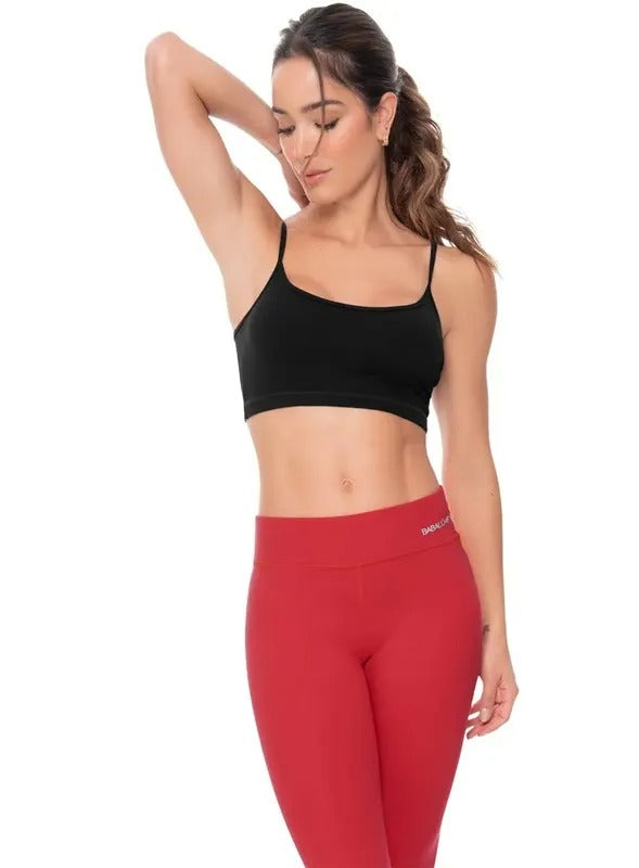 Top deportivo color negro para mujer, marca BABALÚ, referencia 15943, vista frontal. Compra al por mayor en babalu.com.co en COP.