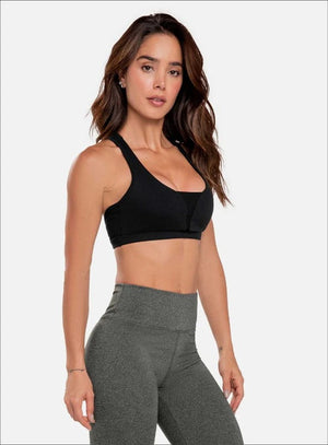 Top deportivo color negro para mujer, marca BABALÚ, referencia 32553, vista frontal. Compra al por mayor en babalu.com.co en COP.