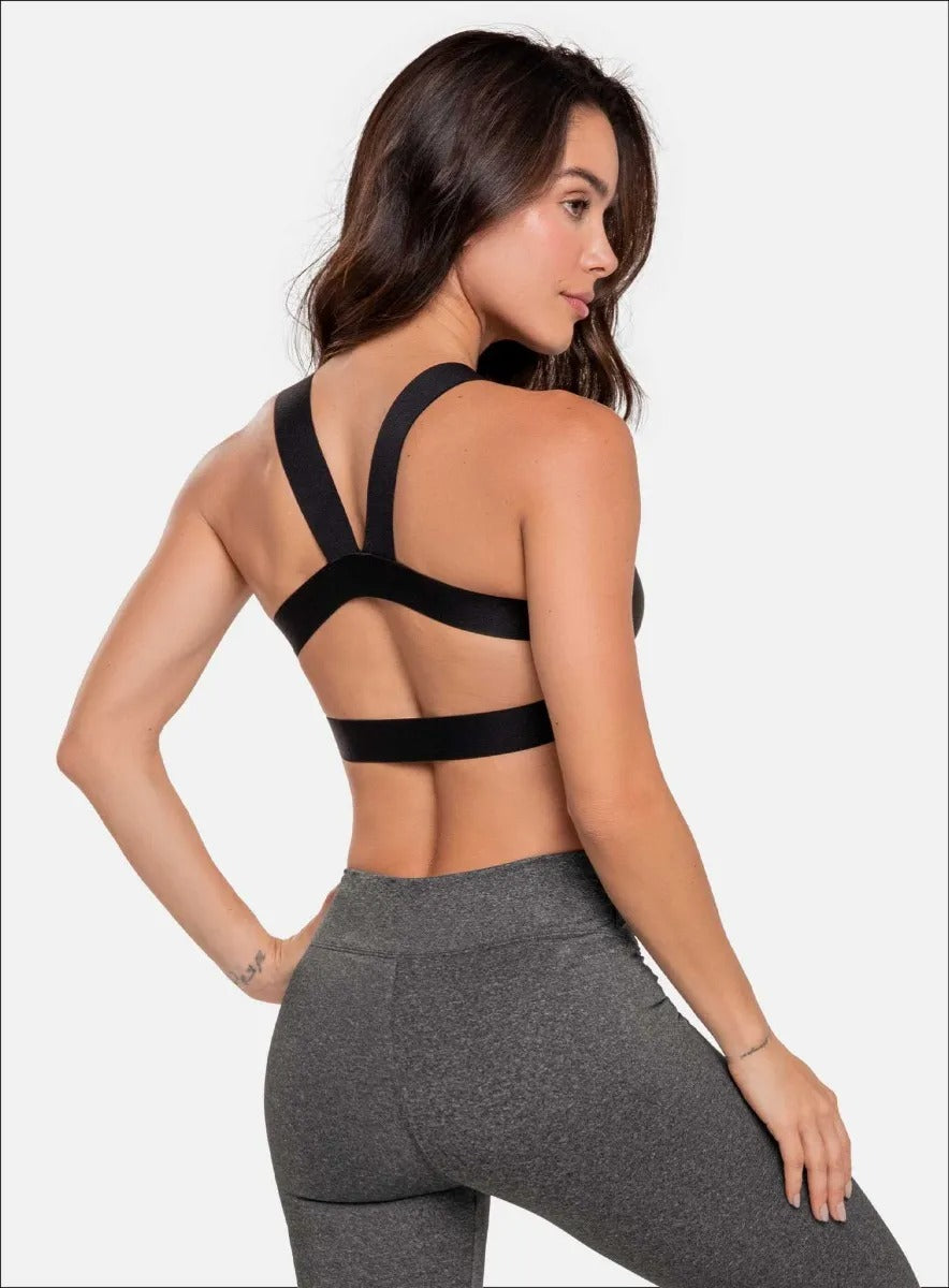 Top deportivo color negro para mujer, marca BABALÚ, referencia 92343, vista trasera. Compra al por mayor en babalu.com.co en COP.