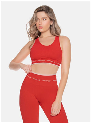 Top deportivo color rojo para mujer, marca BABALÚ, referencia 109293, vista frontal. Compra al por mayor en babalu.com.co en COP.