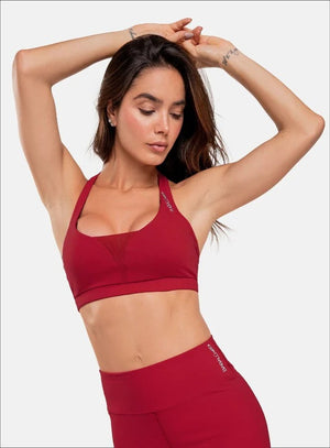 Top deportivo color rojo para mujer, marca BABALÚ, referencia 32553, vista frontal. Compra al por mayor en babalu.com.co en COP.
