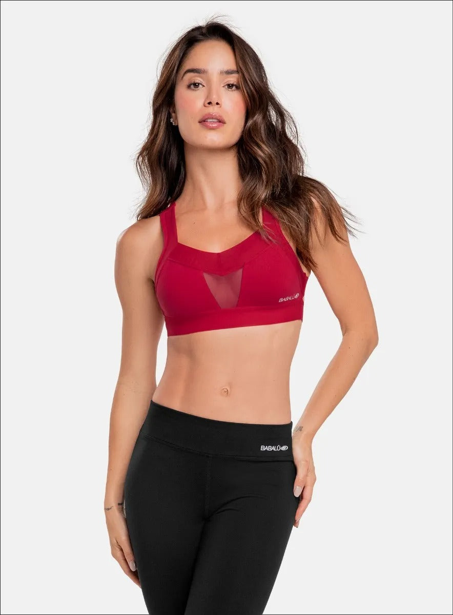 Top deportivo color rojo para mujer, marca BABALÚ, referencia 92343, vista frontal. Compra al por mayor en babalu.com.co en COP.