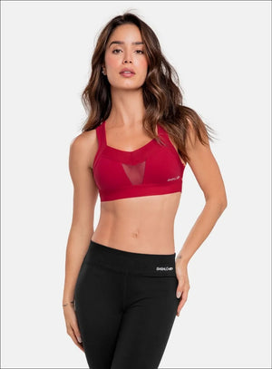 Top deportivo color rojo para mujer, marca BABALÚ, referencia 92343, vista frontal. Compra al por mayor en babalu.com.co en COP.