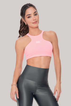 Top deportivo color rosado para mujer, marca BABALÚ, referencia 95763, vista frontal. Compra al por mayor en babalu.com.co en COP.