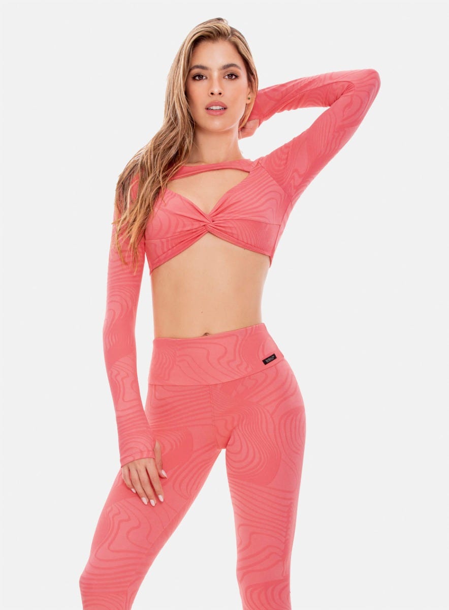 Top deportivo color salmon para mujer, marca BABALÚ, referencia 107533, vista frontal. Compra al por mayor en babalu.com.co en COP.