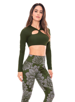 Top deportivo color verde para mujer, marca BABALÚ, referencia 107063, vista frontal. Compra al por mayor en babalu.com.co en COP.