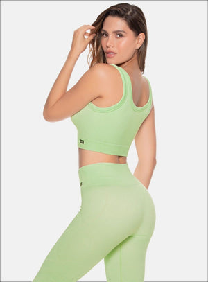 Top deportivo color verde para mujer, marca BABALÚ, referencia 108173, vista lateral. Compra al por mayor en babalu.com.co en COP.