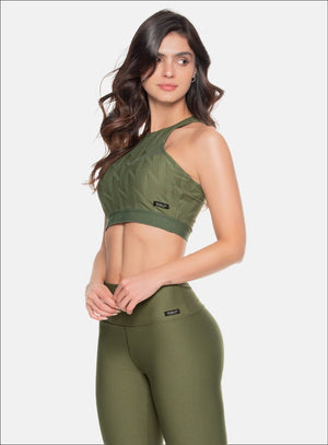 Top deportivo color verde para mujer, marca BABALÚ, referencia 109163, vista frontal. Compra al por mayor en babalu.com.co en COP.