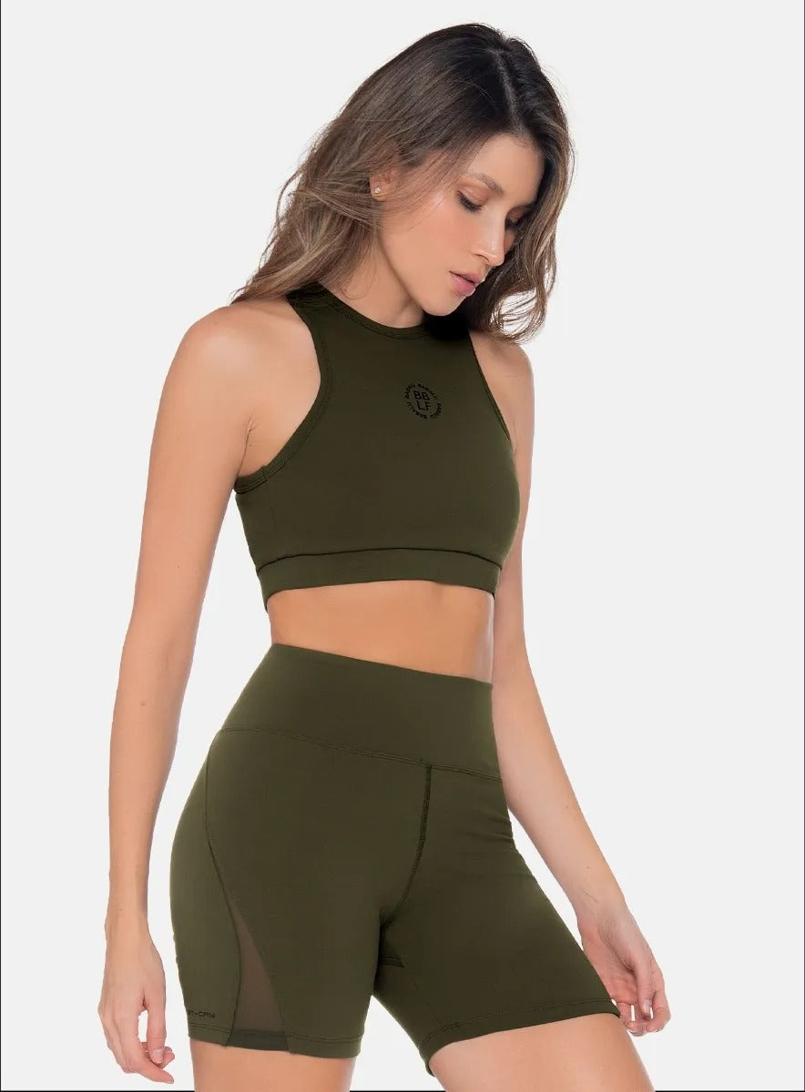Top deportivo color verde para mujer, marca BABALÚ, referencia 110903, vista frontal. Compra al por mayor en babalu.com.co en COP.