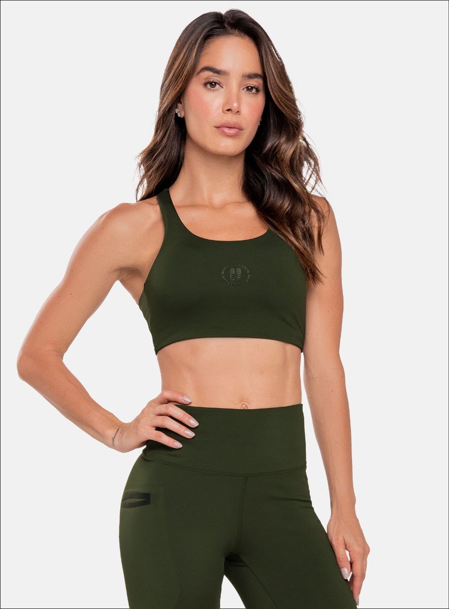 Top deportivo color verde para mujer, marca BABALÚ, referencia 111073, vista frontal. Compra al por mayor en babalu.com.co en COP.