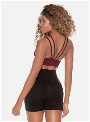 Top deportivo color vino tinto para mujer, marca BABALÚ, referencia 110293, vista trasera. Compra al por mayor en babalu.com.co en COP.