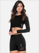 TOP DAMA MANGA LARGA ESPALDA ABIERTA CON SESGO ENTRE CRUZADOS