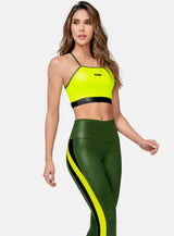 TOP DEPORTIVO MUJER TELA APARIENCIA CUERO CON ELÁSTICO INTERNO TALLA S - M