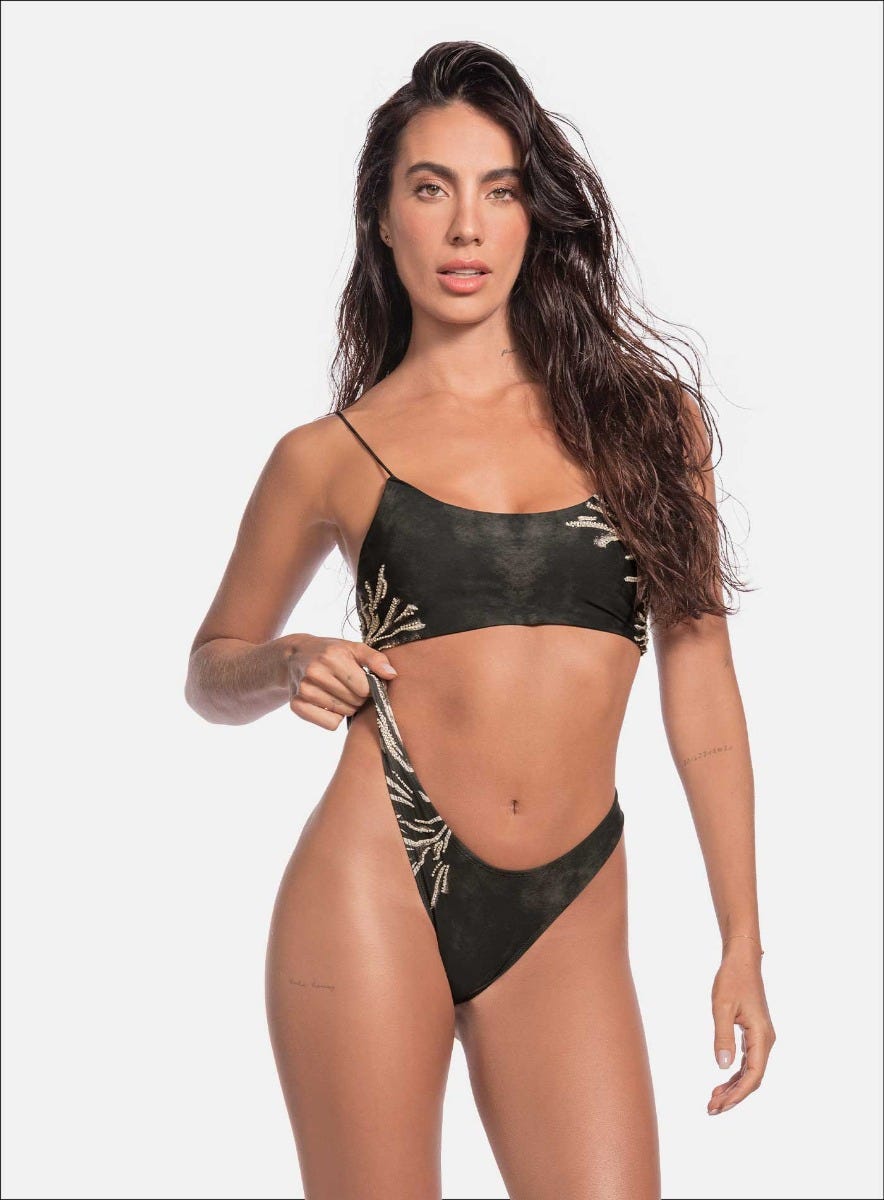 VESTIDO DE BA;O DOS PIEZAS CON BORDADO CANUTILLO