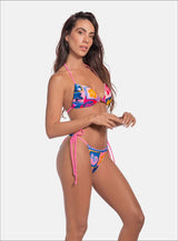 VESTIDO DE BAÑO DOS PIEZAS CON SUBLIMADO DECORATIVO TOP CON ARGOLLA DECORATIVA