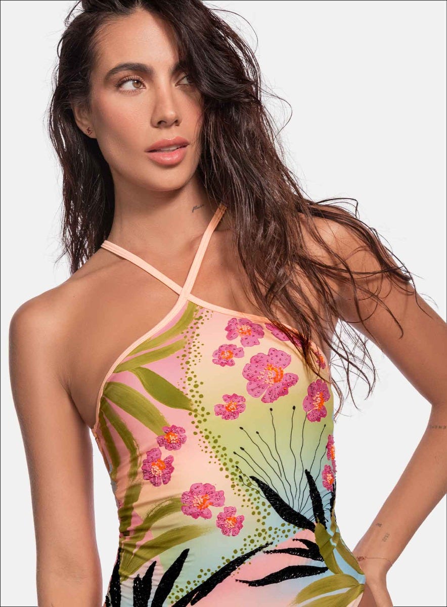 Vestido de color flores degrade para mujer, marca BABALÚ, referencia 19024, vista frontal. Compra al por mayor en babalu.com.co en COP.