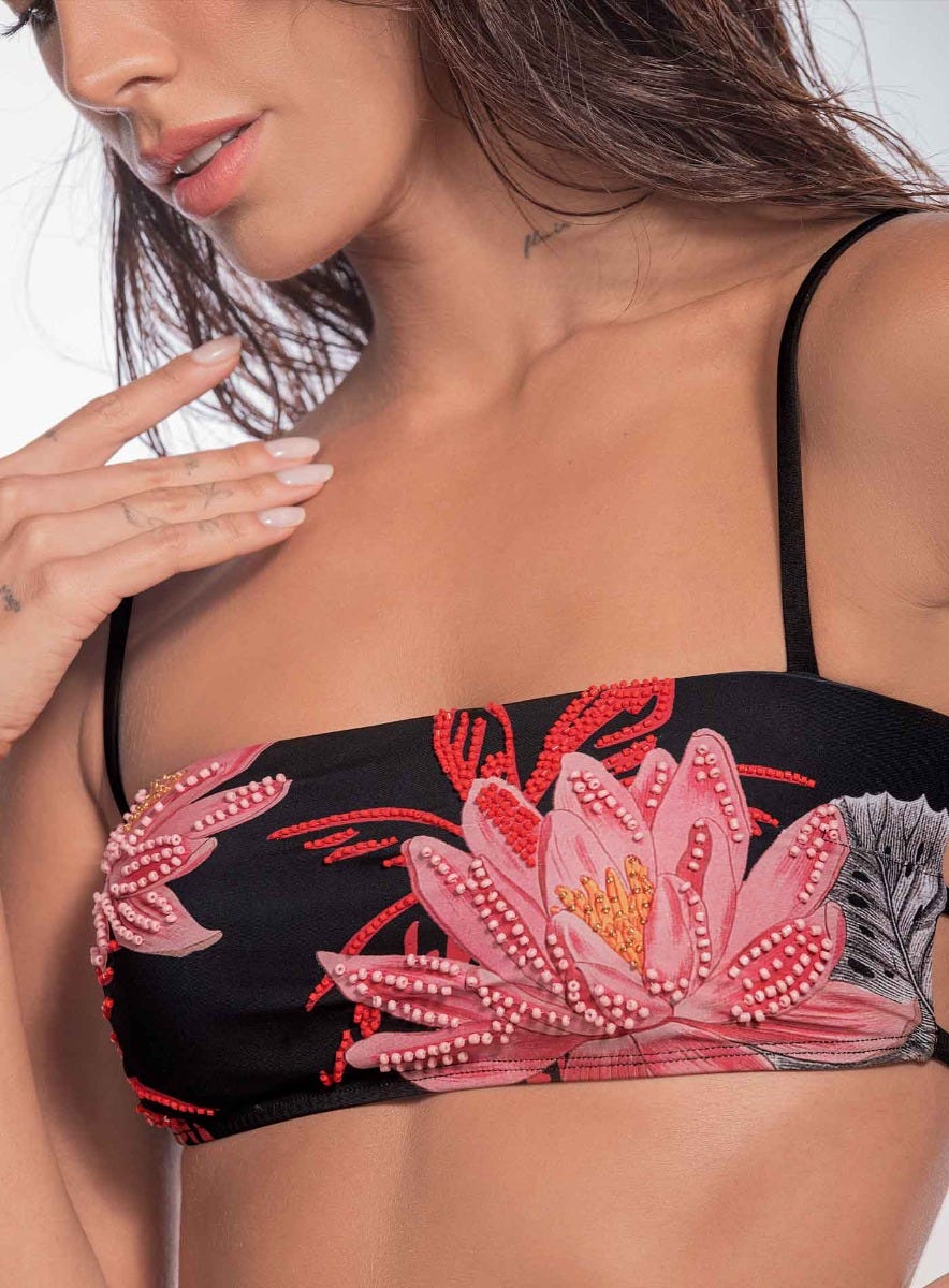 Vestido de color negro flor rosa para mujer, marca BABALÚ, referencia 19054, vista detalle. Compra al por mayor en babalu.com.co en COP.