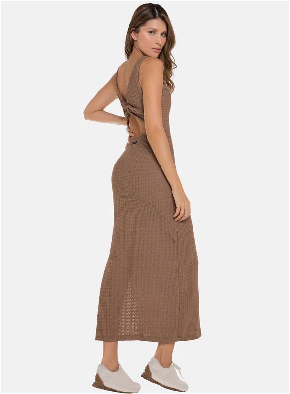 Vestido casual con abertura en costado, tejido de punto