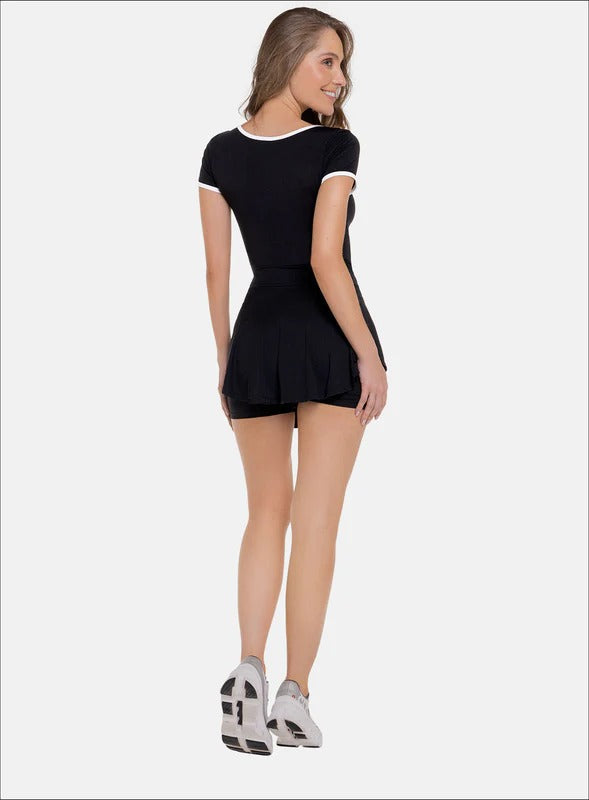 Vestido deportivo color negro para mujer, marca BABALÚ, referencia 112083, vista trasera. Compra al por mayor en babalu.com.co en COP.